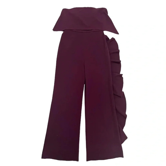 Alexis Kendall Ruffle Strapless Jumpsuit Wide
Leg Plum Burgundy Boho Chic Size M - Picture 6 of 11